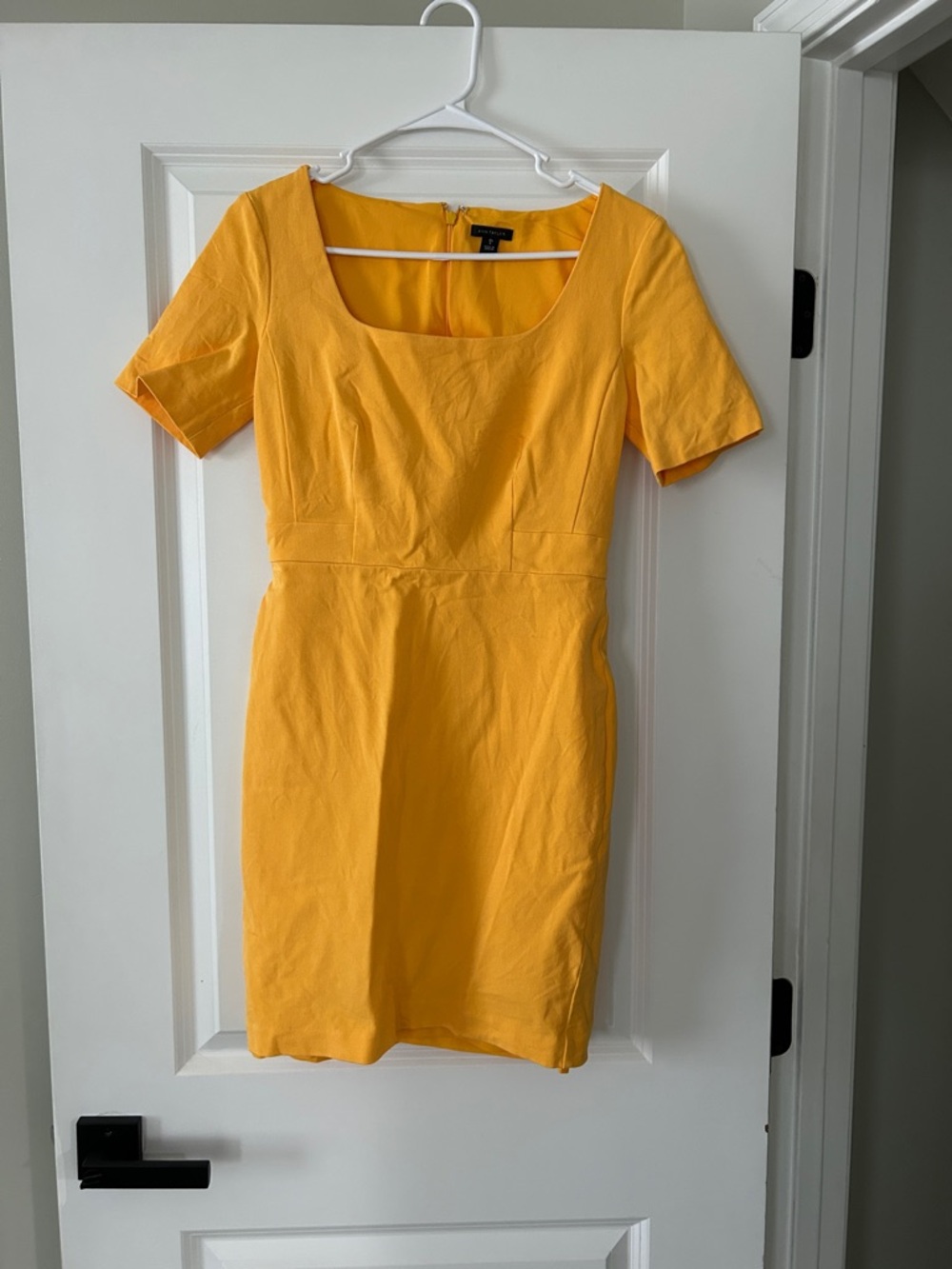 Ann Taylor Bright Yellow Scoop Neck Short Sleeve Dress